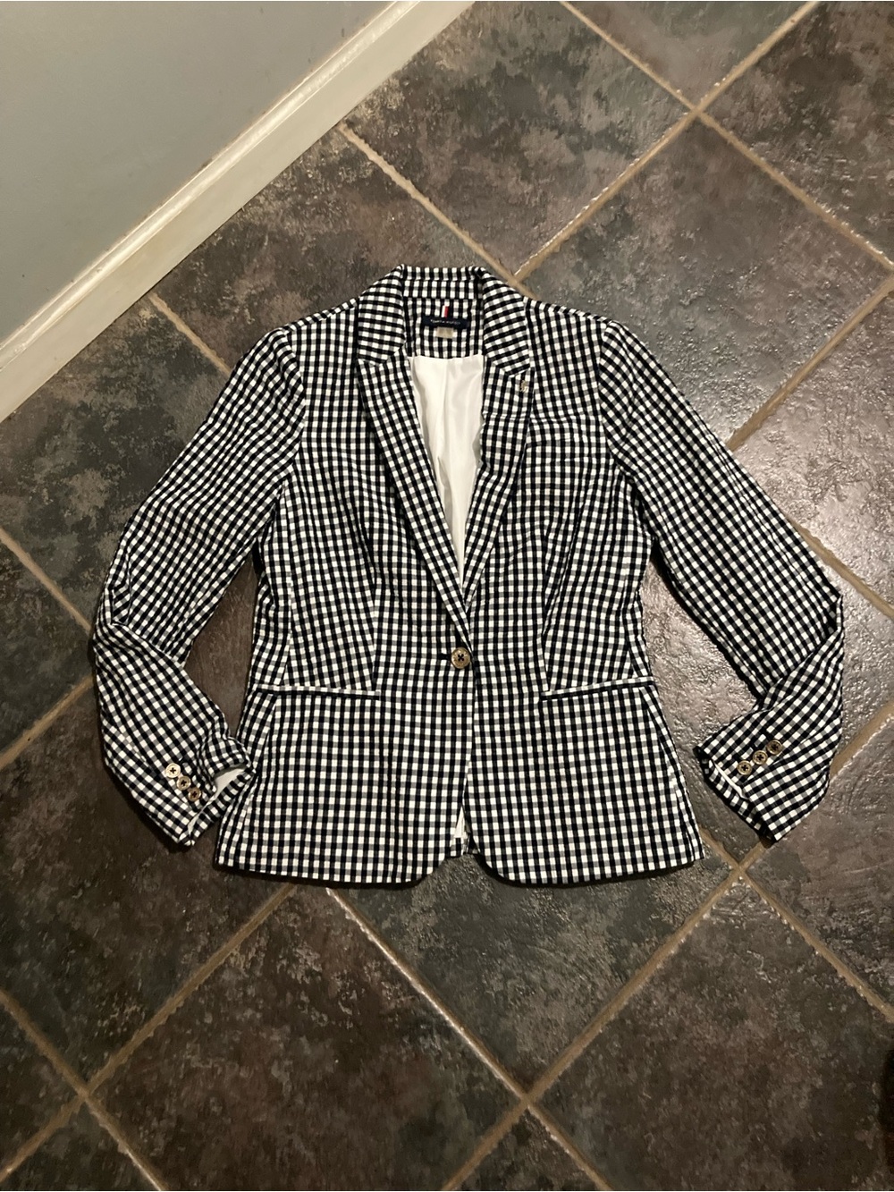 Tommy Hilfiger Navy & White Gingham Women's Blazer Size 8